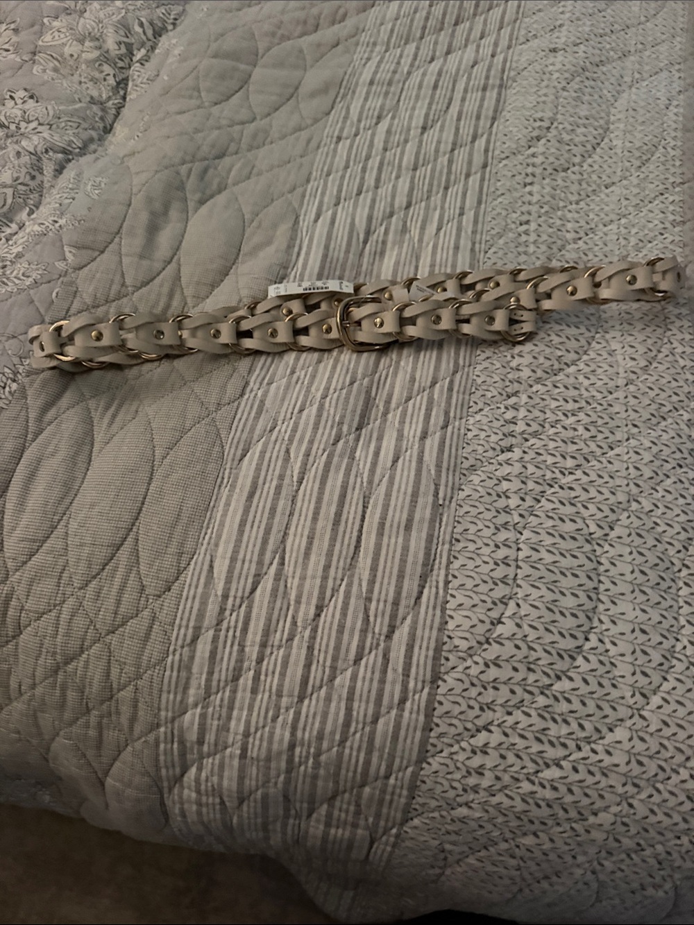 Madewell Cream Braided Leather Belt with Gold Hardware size m/l